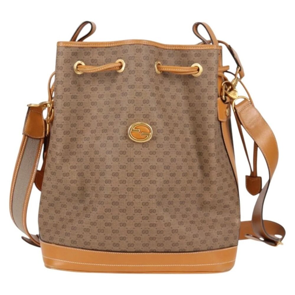 GUCCI Micro GG Supreme Shoulder Bag PVC Beige Gold Auth - Picture 2 of 16